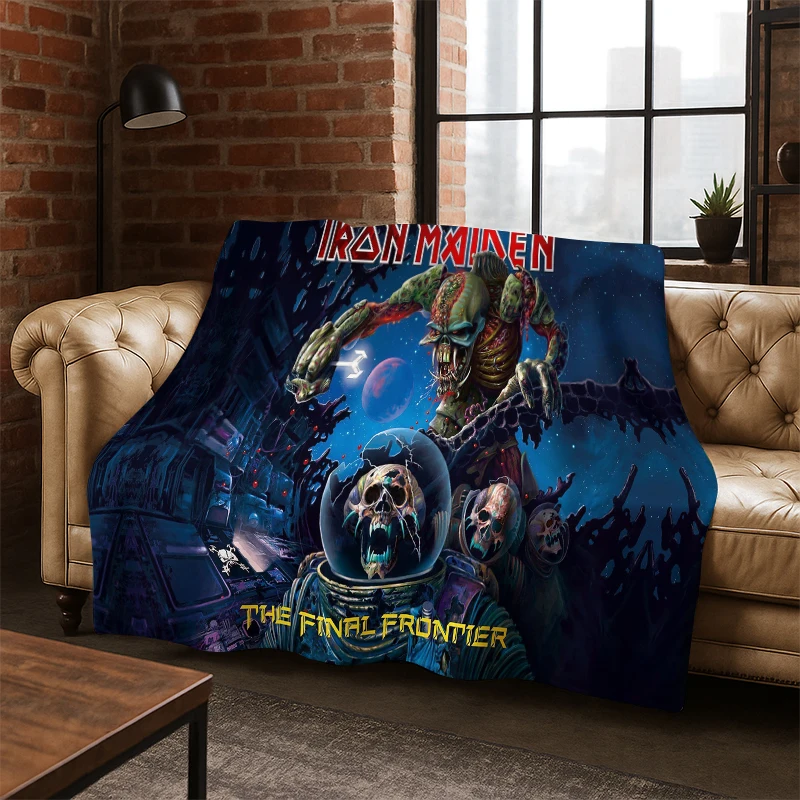 3D I-Iron Maiden Metal Band Flannel Blanket Soft Warm Blanket Throw Blanket for Bedroom Living Room Bed Travel Picnic Gift Kid