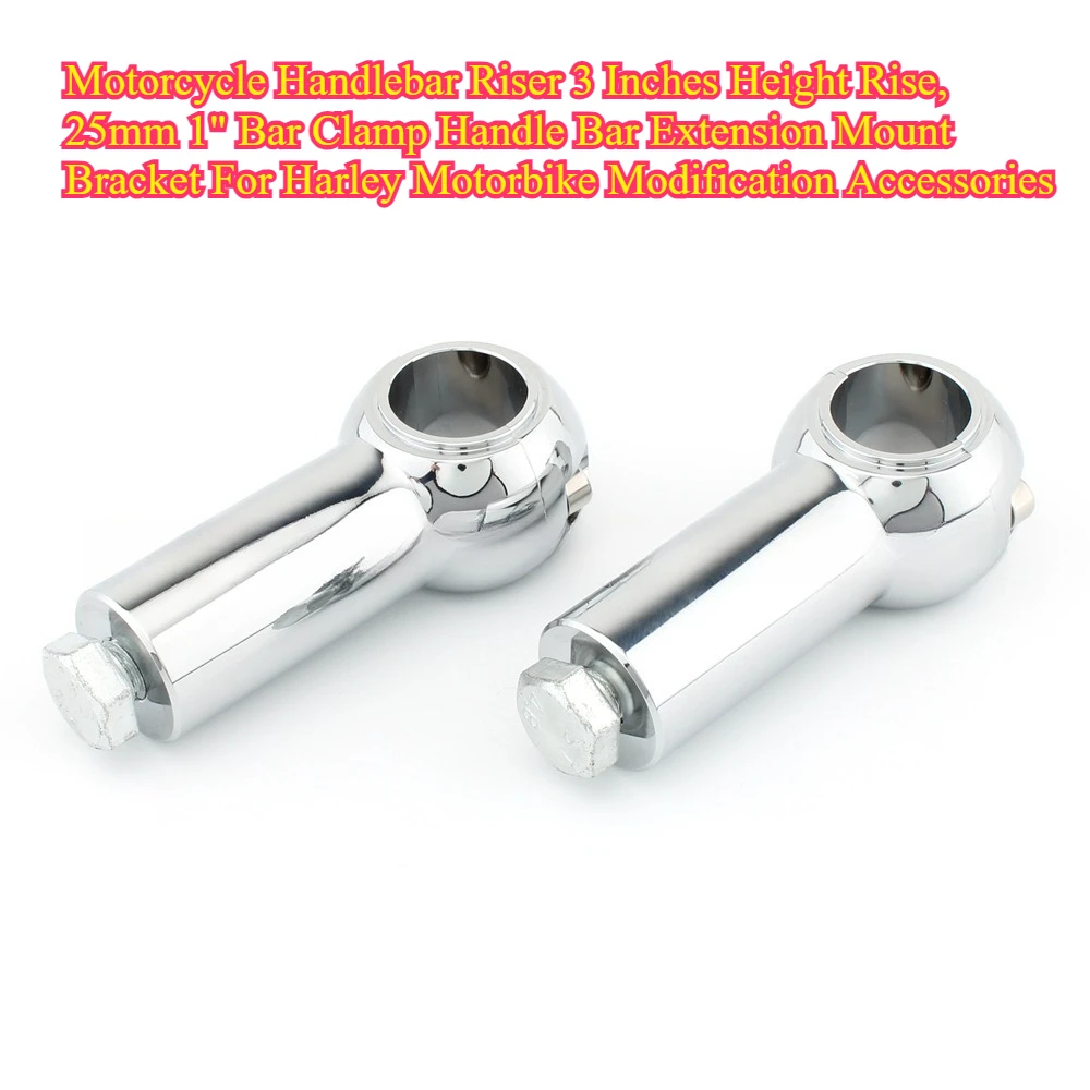 Handlebar Riser 3 Inches Height Rise, 25mm 1" Bar Clamp Handle Bar Extension Mount Bracket For Harley Motorbike Modification