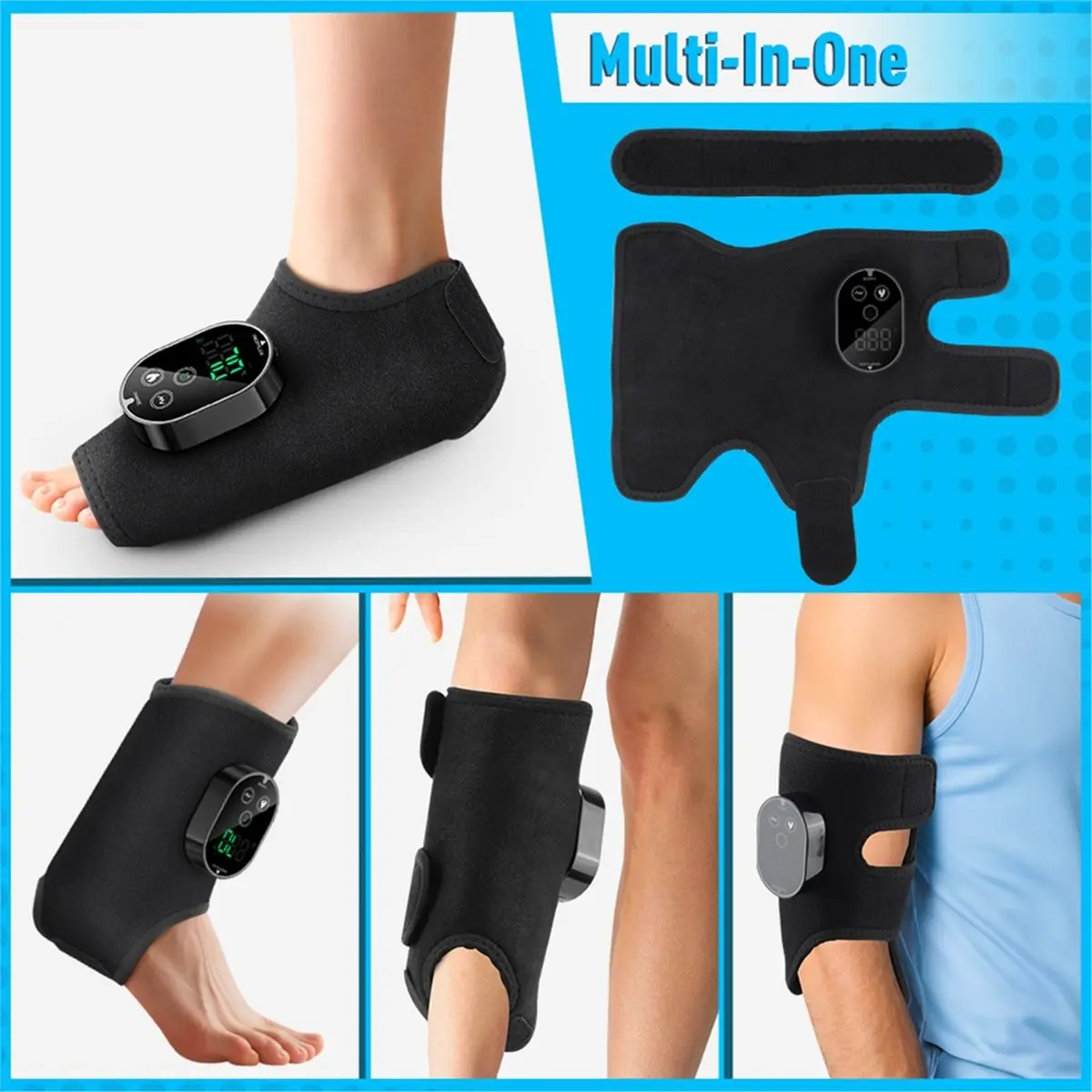 [HOTITEM]2pcs Electric Vibrations Ankle Massager 3 Gears Heated Ankle Wrap Foot Protector Support Brace Heating Massage Strap
