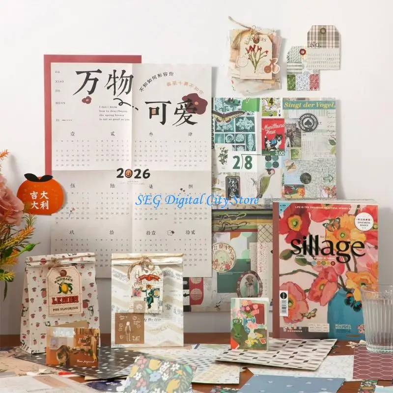 

U75B 64 Sheets Oil Painting Themed Scrapbook Background Paper for Handmade Bookmarks and Decorating Diary Planner Notebook