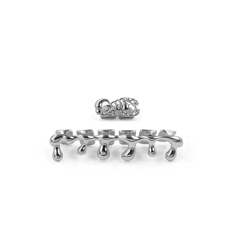 

Hip Hop Hollow Heart Teeth Grillz Fangs Trend Top&Bottom Tooth Caps For Women Men Body Rapper Jewelry