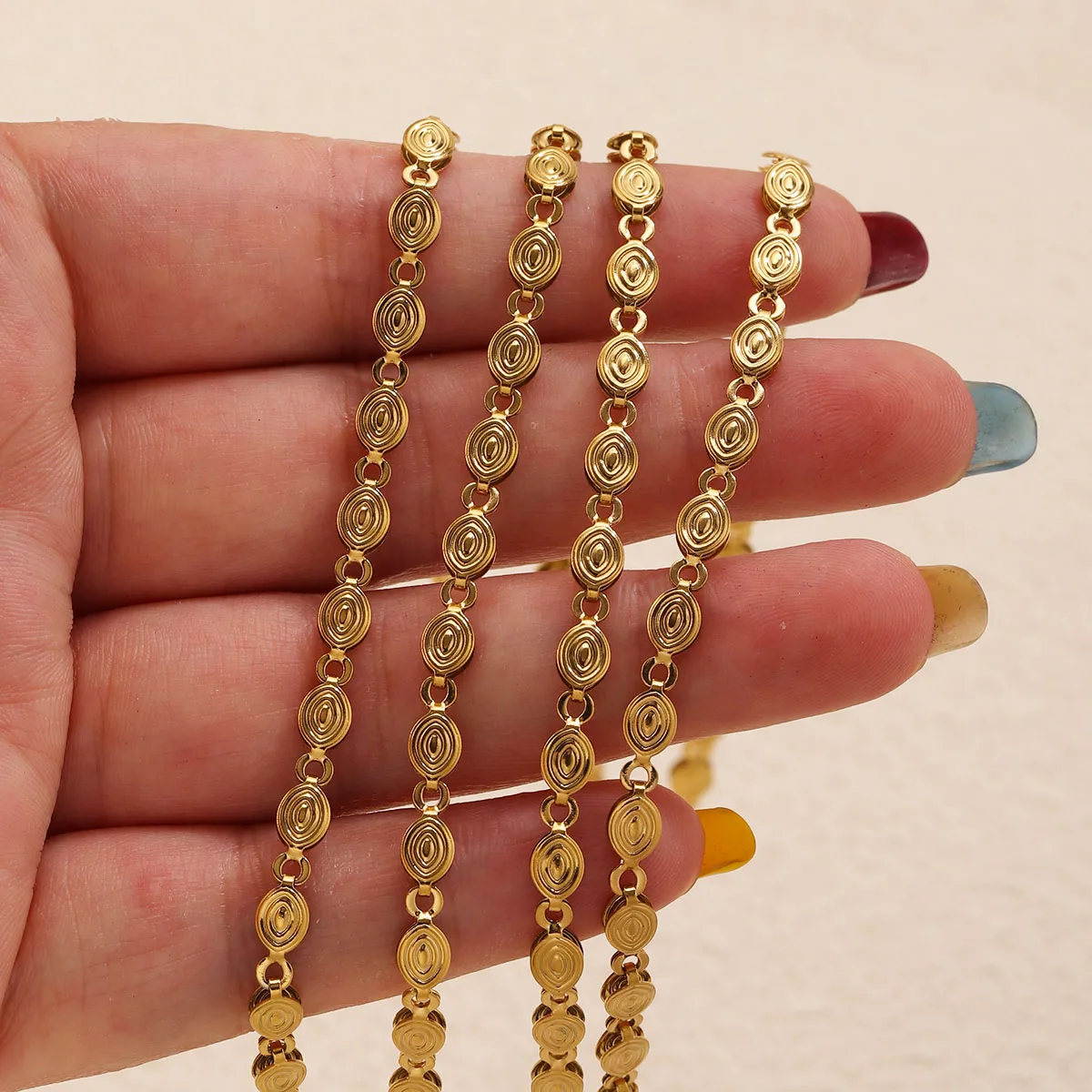 1m Stainless Steel 18K Gold Plated Oval Spiral Link Chain Handmade DIY Necklace Bracelet Bulk Jewelry Making Craft Accessories