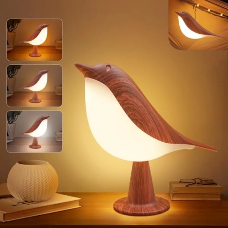 

2 in 1 Small Desk Lamp, Bird Cordless Table Lamp with 3 Color Temperature Dimmer and Touch Sensor - Rechargeable Battery Night