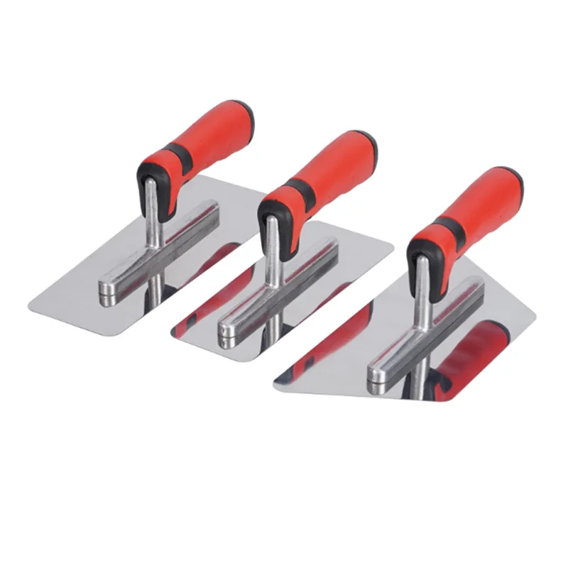 ABKY-Set Sekop Finishing Baja Tahan Karat yang Dipoles (3 Pak), Alat Tangan Plesteran Cat dengan Pegangan