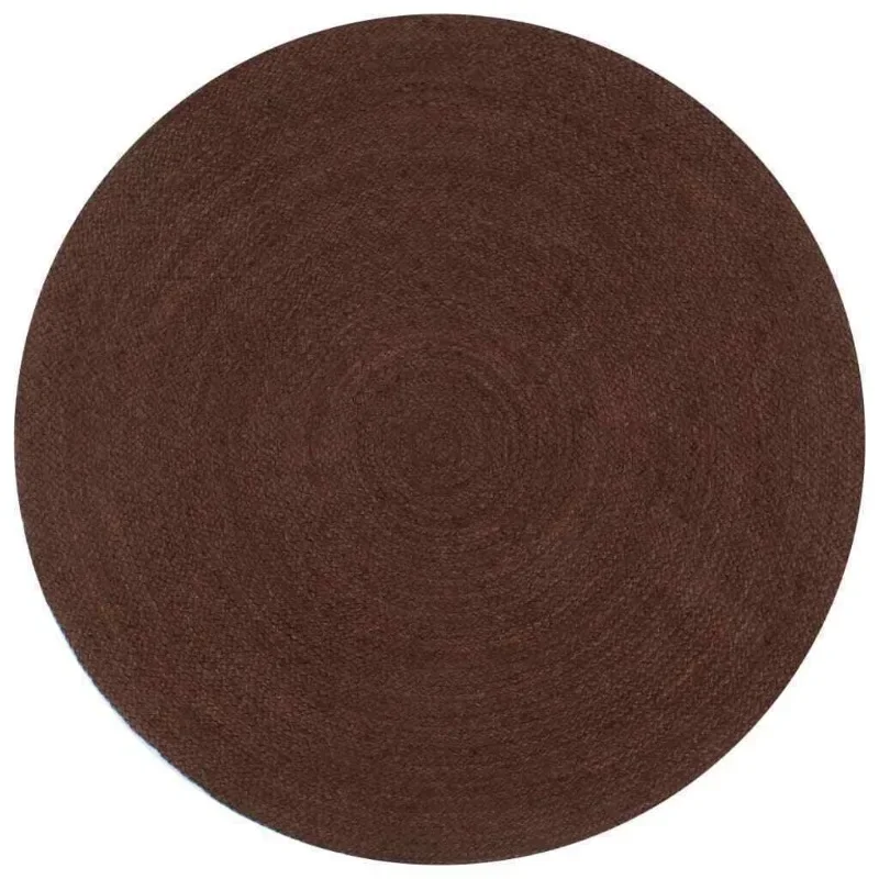 

Rug Round 100% Natural Jute Brown Rug Reversible Handmade Carpet Living Area Rug