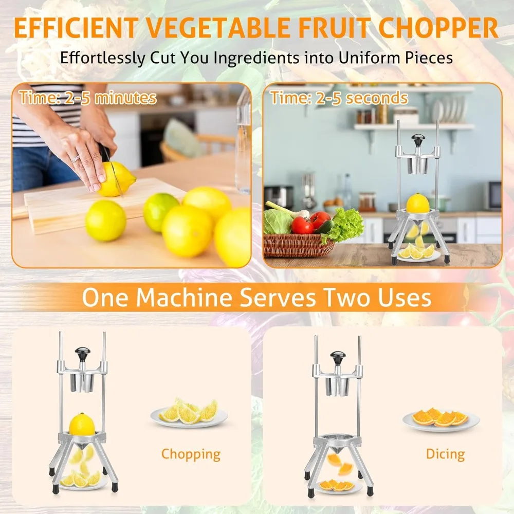 

8 Blade Lemon Slicer Stainless Steel Fruit Vegetable Dicer Cutter for Home Restaurant Commercial Use