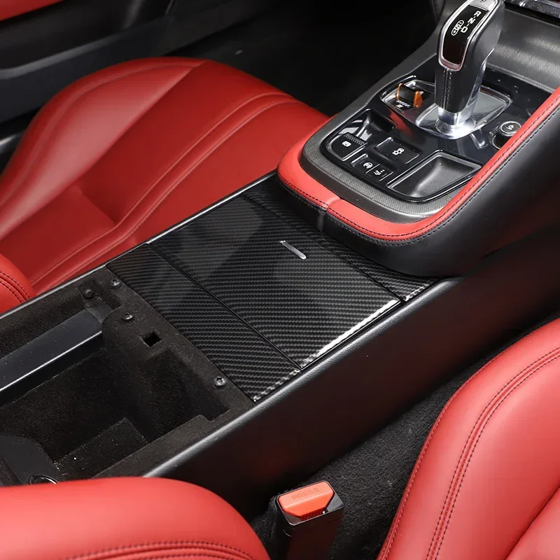 For Jaguar F-TYPE 2013-2024 ABS Carbon Fiber Car Center Console Cup Holder Storage Box Panel Cover Trim Sticker Car Accessories