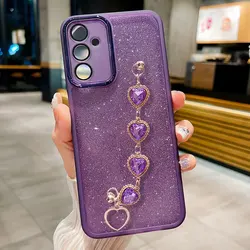 Luxury Glitter Bracelet Cover For Samsung M54 5G Case For Samsung galaxy M54 M14 M13 F54 F14 F13 M53 M33 A05 S Phone Cases Chain