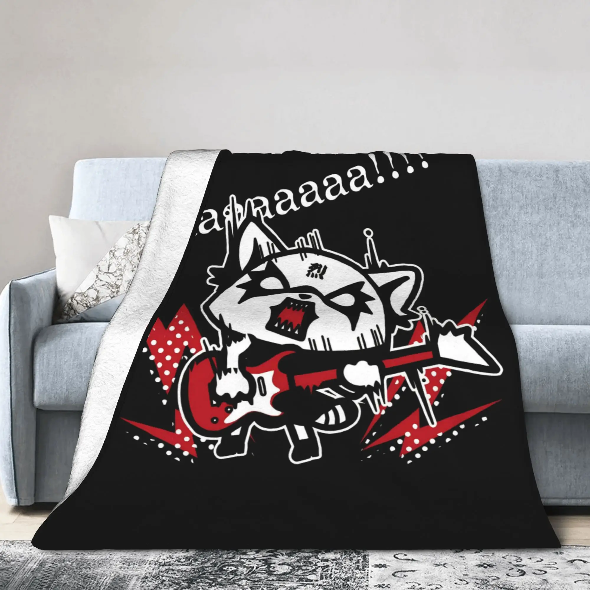 Aggretsuko Rage Karaoke Fleece Throw Blankets Retsuko Anime Blanket for Bedding Car Ultra-Soft Bedding Throws