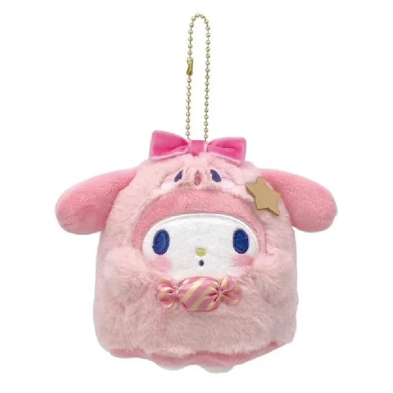 12Cm Cartoon Sanrio My Melody Spooky Halloween Candy Collection Plush Doll Keychain Pendant Kuromi Stuffed Holiday Gift Toys