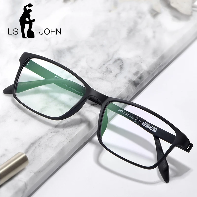 

LS JOHN Square TR90 Glasses Frames Men Ultralight Screwless Optical Prescription Eyeglasses Women European Design Brand Eyewear
