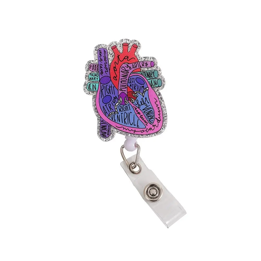 Stretchable Organs Badge Clip High Resilience with Back Clip Nurse Badge Holder Chest Card Cartoon Name Card Holder