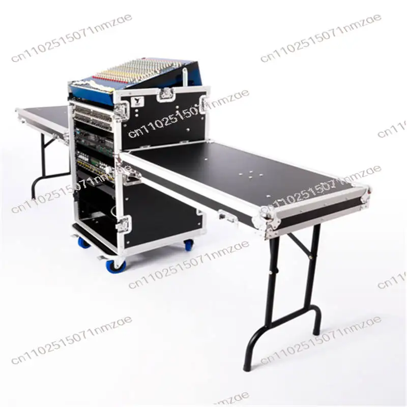 Portable Folding DJ Table Aluminum Speaker Rack Flight Case With Video Drawer