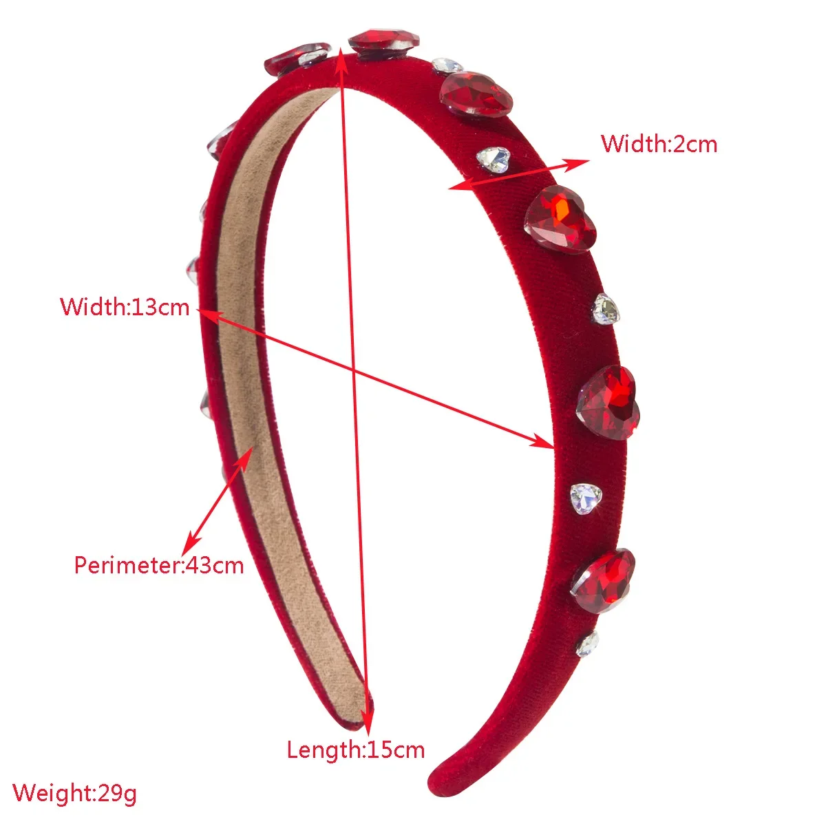 Valentine\'s Day Pink Baroque Full Diamond Love Headband Sweet Date Hair Accessories