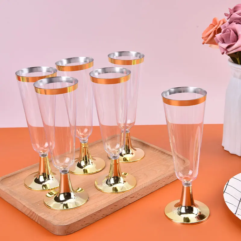 150ml Disposable Wine Glass Plastic Eco-friendly Champagne Flute Cocktail Tall Wedding Party Supplies Bar