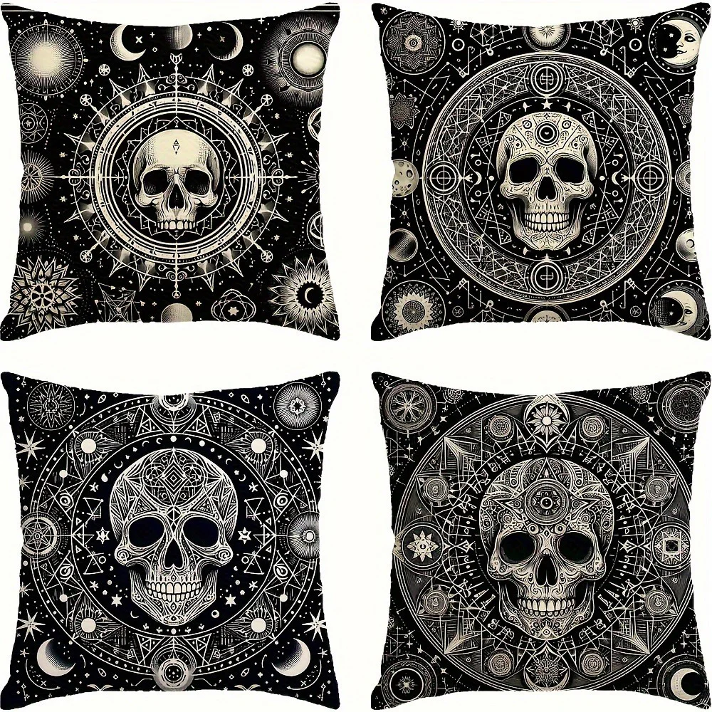 Gothic Skull & Occult Pattern Throw Pillow Covers for Unique Home Decor Sofa cushion cover home room decoration