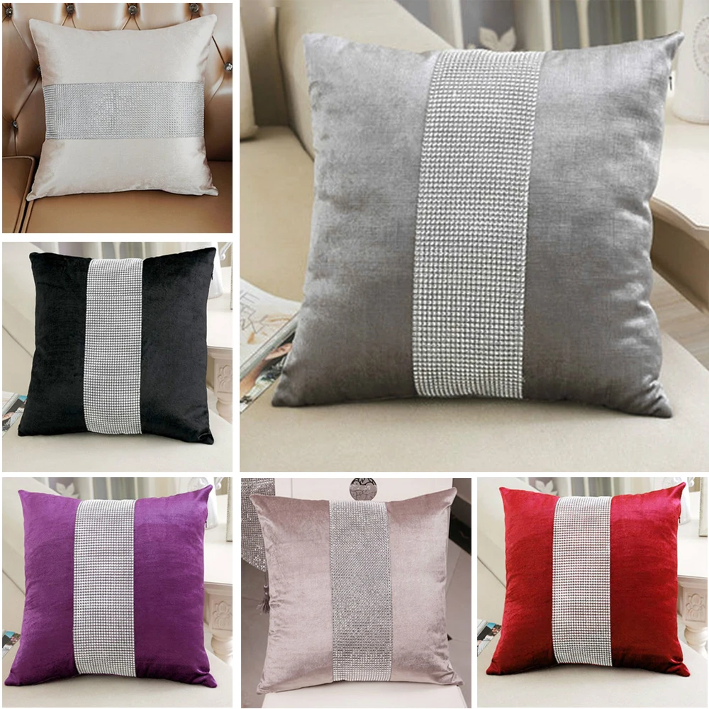 Pillow Cases Elegant Sequined Rhinestone Classic Elegant Cushion Covers for Wedding Party Sofa Decor Decorative Pillows