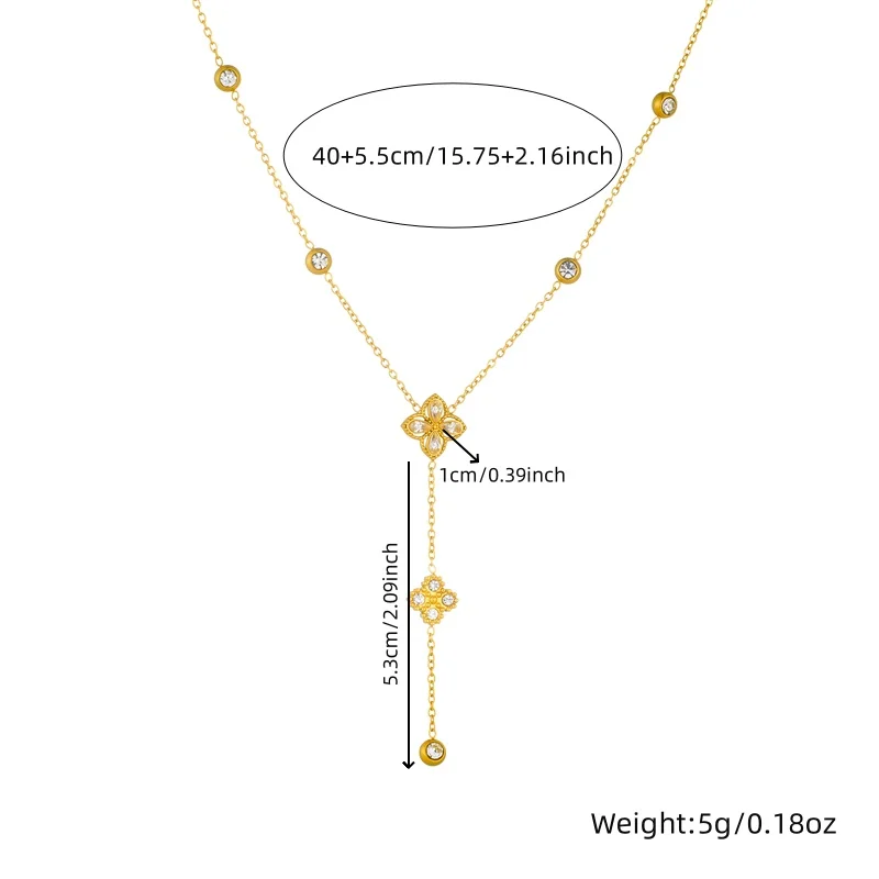 DIEYURO 316L Stainless Steel Zircon Splicing Flower Water Drop Pendant Necklace Bracelet Earrings Anklets Jewelry Set For Womens