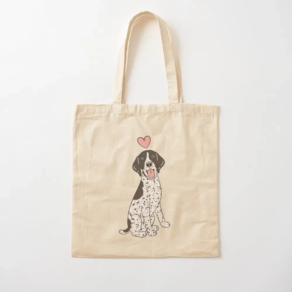 

LOVE German Shorthaired Pointer GSP - Black and White 1 Tote Bag canvas tote bag Reusable bags Tote Bag