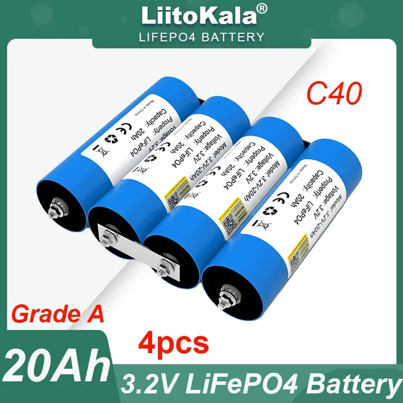 

4pcs LiitoKala 3.2V 20Ah Battery LiFePO4 phosphate Cell for 4S 12V 8s 24V Motorcycle Car motor batteries Modification Grade A