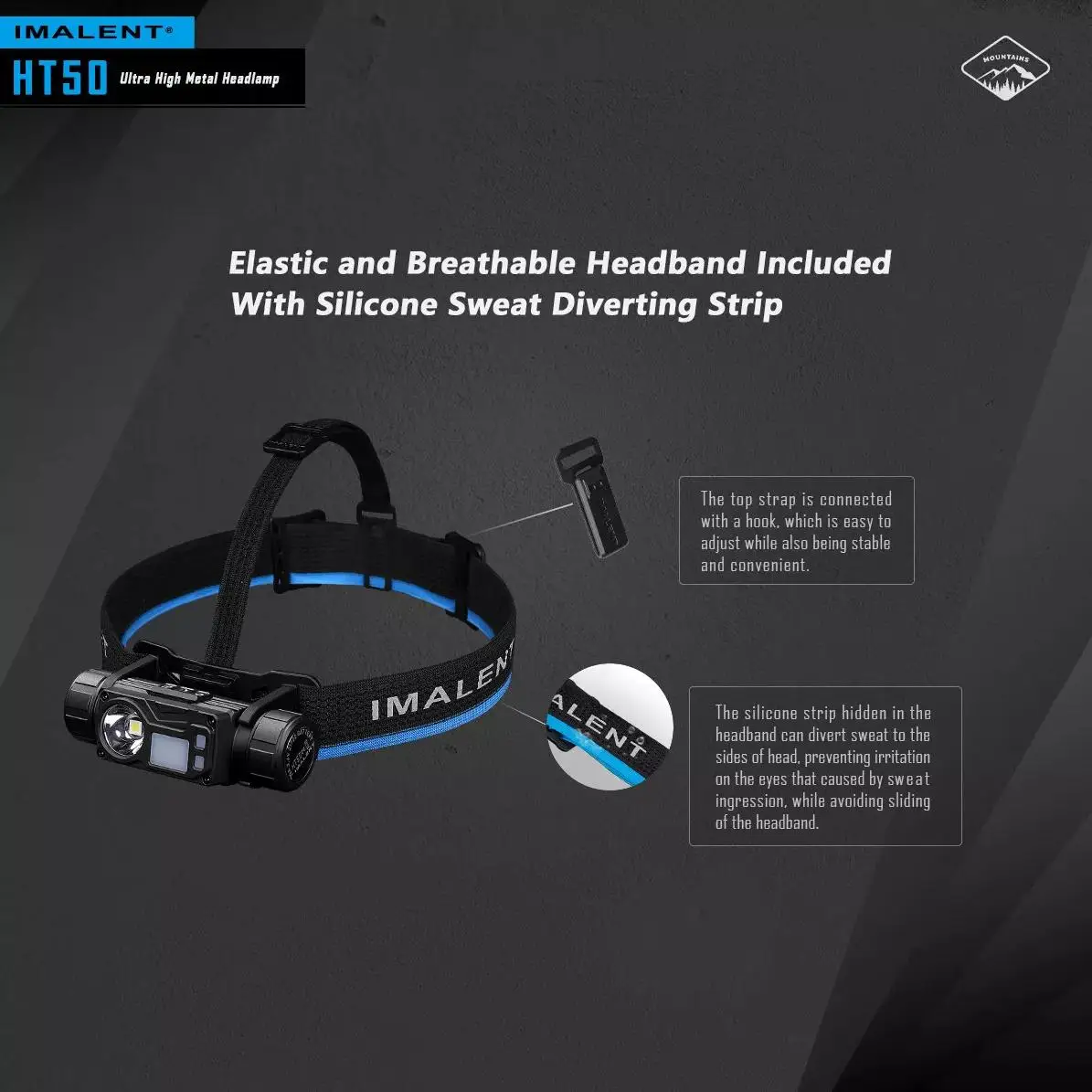 

IMALENT HT50 Headlight 3000 Lumens Lightweight Lantern Headband USB-C Rechargeable Dual Light Sources Headlamp Built-in Battery