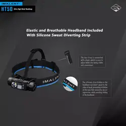 IMALENT HT50 Headlight 3000 Lumens Lightweight Lantern Headband USB-C Rechargeable Dual Light Sources Headlamp Built-in Battery