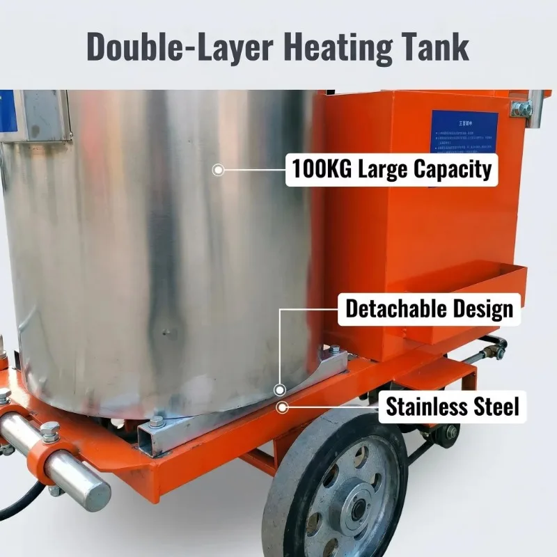 affordable drive-on thermoplastic road marker engine for efficient road marking in a wide range of operating areas