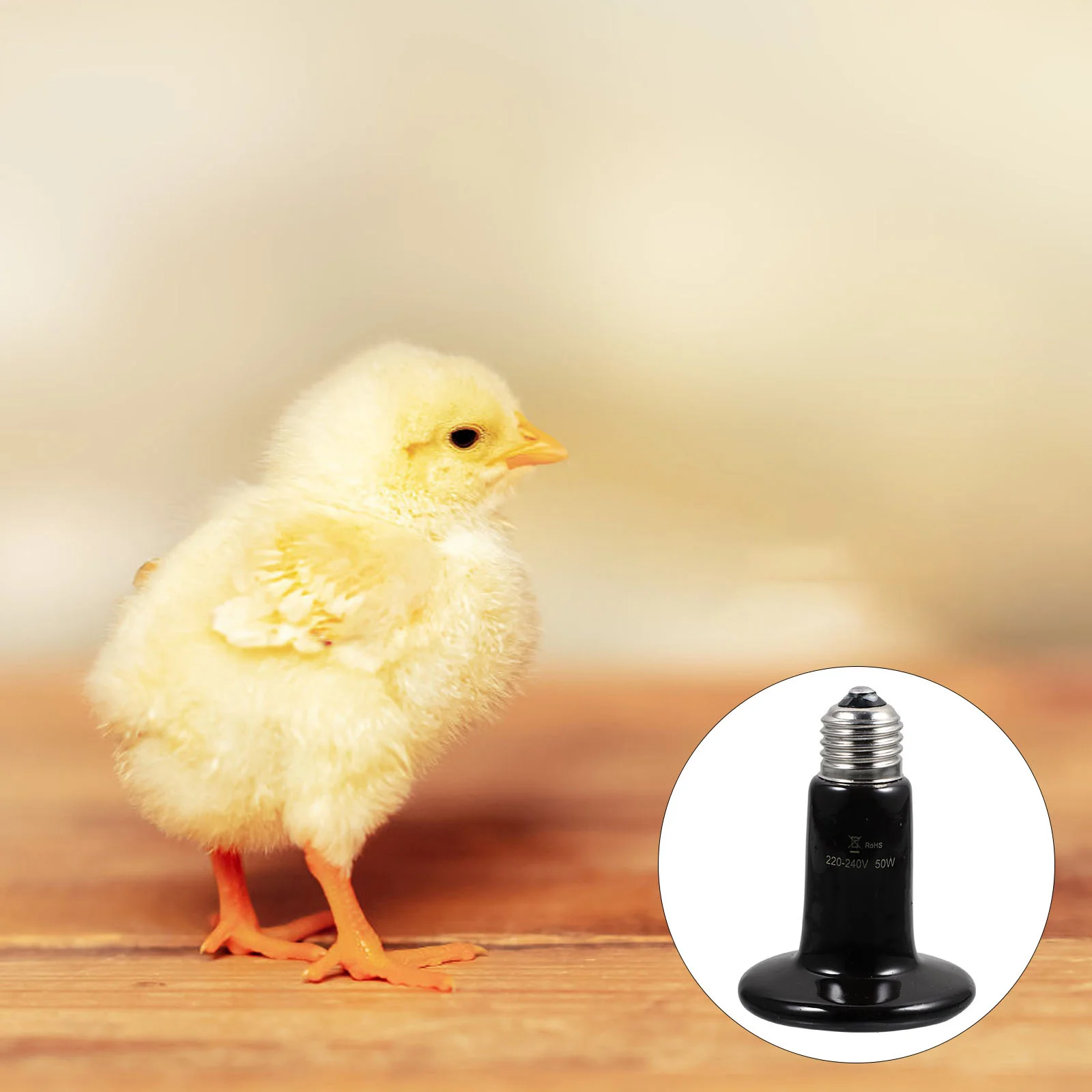 Lámpara calefactora de cerámica de 50W sin fuente de calor ligera para reptiles, pájaros, hámsteres, emisor de alta eficiencia térmica