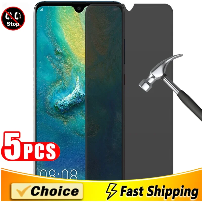 5 Pcs Anti-Spy Privacy Tempered Glass For Huawei  Enjoy Max Enjoy Z(5G) 6s 7Plus 8E Lite 9Plus 10E Screen Protector Anti-Scratch