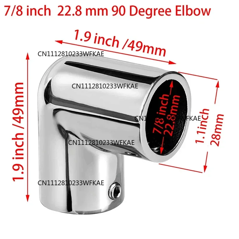 1PCS 316 Stainless Steel 90 Degree Elbow Tube Mount Hardware 22 MM(7/8