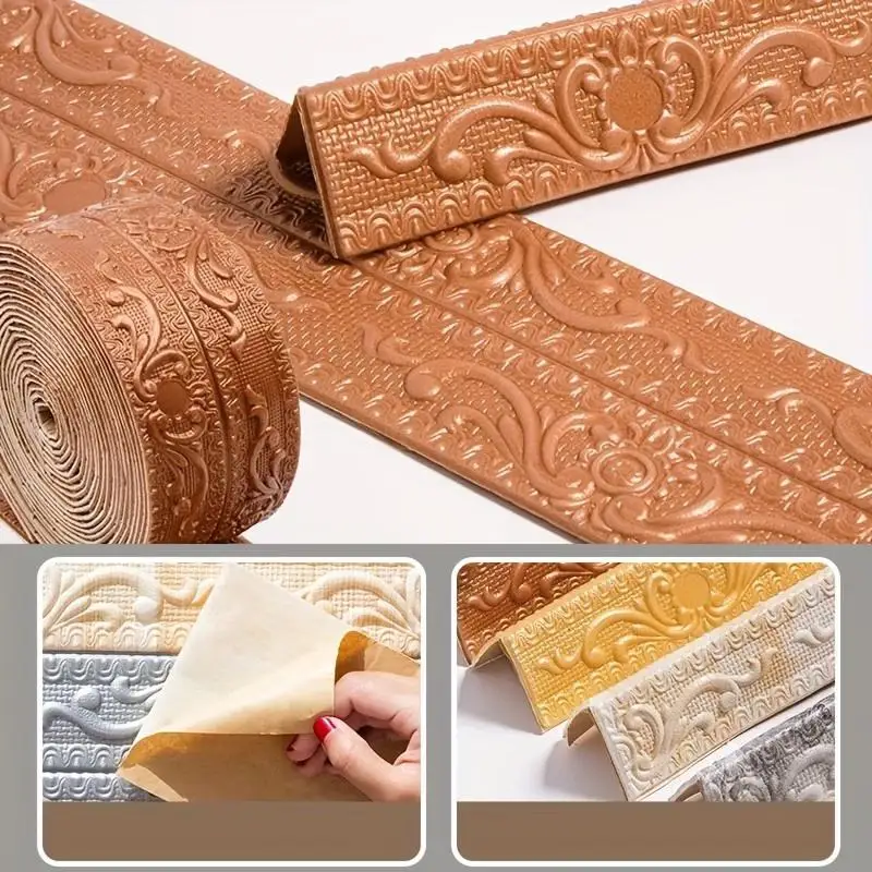 Ceiling Decoration Strip Self-Adhesive Waterproof Wall Sticker Anti-collision 3D Foam Skirting Line Decor