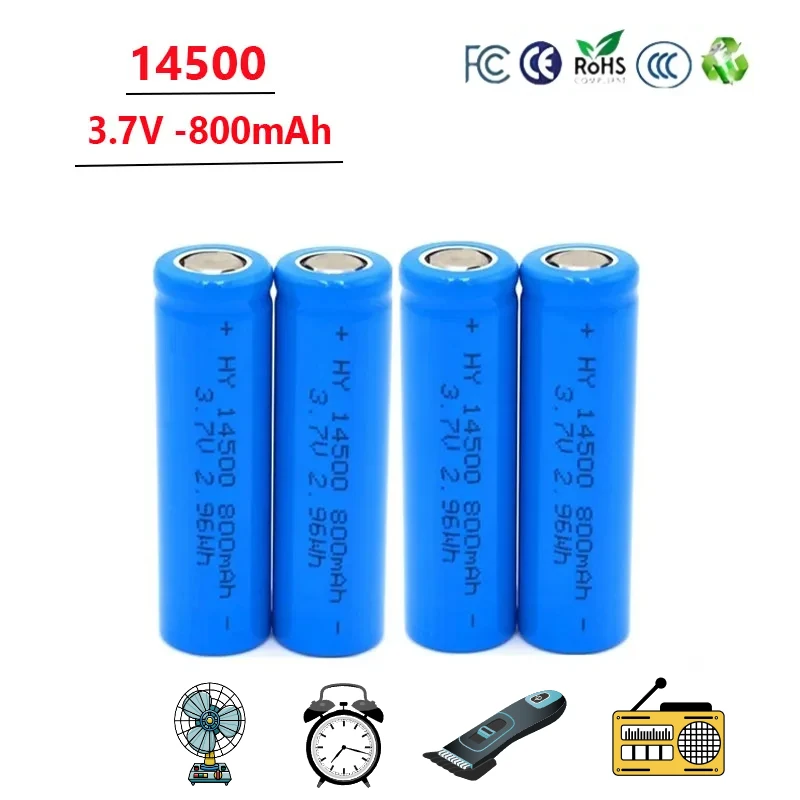 

14500 AA 3.7V 800mAh Rechargeable Lithium Battery for Remote Control Mouse Clock Flashlight Shaver Replace AA Batteries