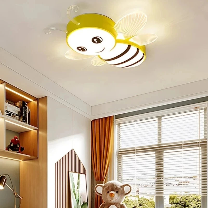 

2026 New Children's Room Bee Ceiling Light Princess Room Rainbow Cloud Bedroom Light Simple Modern Cartoon Light Remote Control