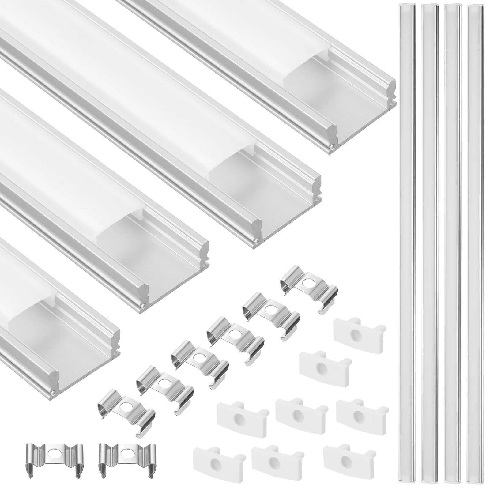 4 Sets U Silver Anodized Heat Dissipation Cover Decorative Accent Recessed Mount Furniture Under Cabinet