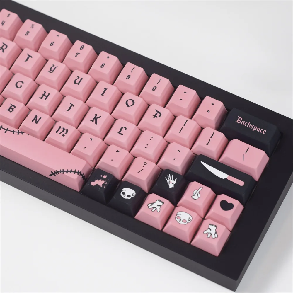 Imagem -04 - Personalizado Keycap Rosa Pbt 142 Chaves Perfil Cereja Lado Sublimação Iso Enter Interruptor mx Adorável Teclado Mecânico