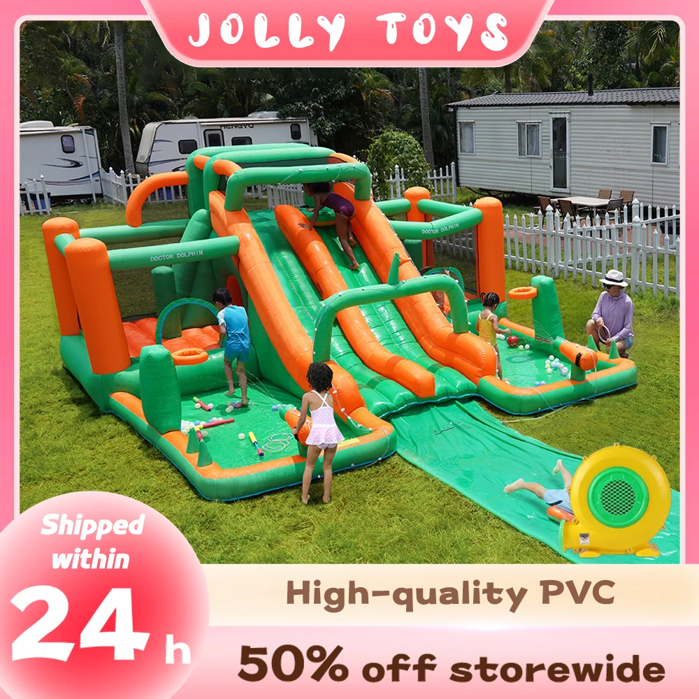 Children's water slide jumping bounce house bouncing castle inflatable castle high quality free shipping