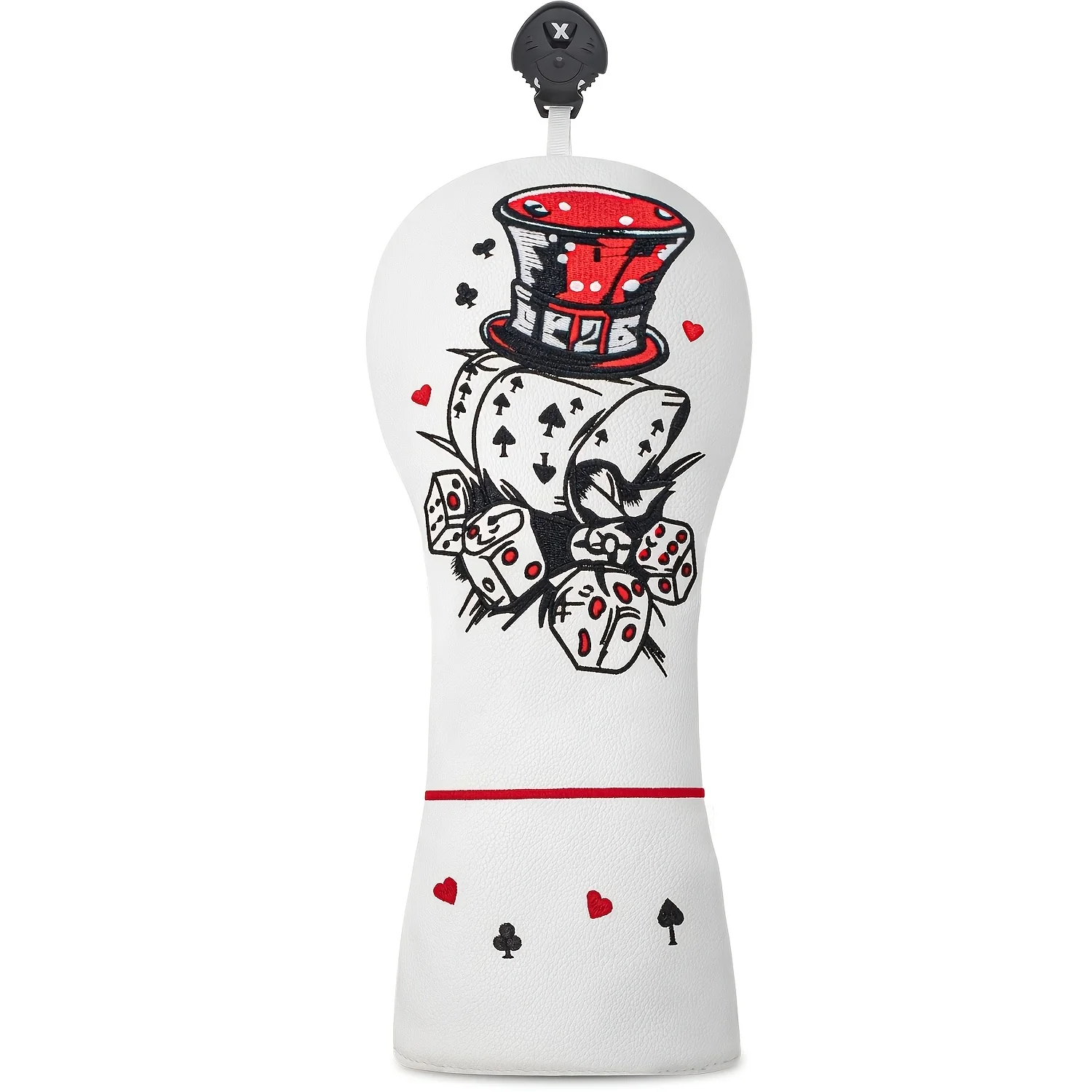1pc/4pcs Driver, Fairway, Hybrids Headcover - White Poker Cards and Dice Design Style Golf Club Covers - Head Covers