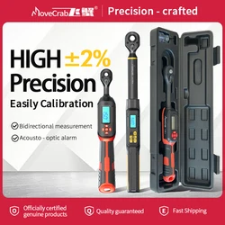 MOVECRAB Digital Torque Wrench 0.6-340N.m 2% Accuracy Preset & LED/Buzzer Alerts for Bike Motorcycles Automotive Mechanical Tool