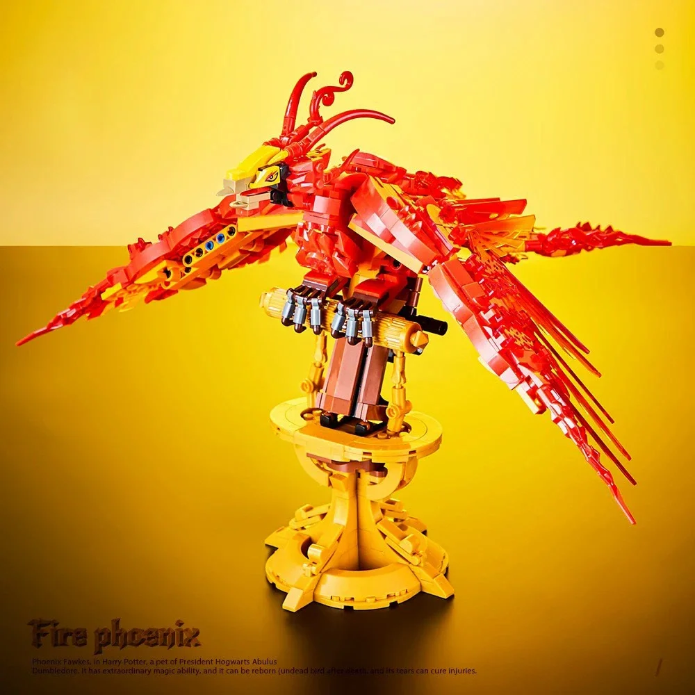 Ideeën Serie Mechanische Fire Phoenix Bouwsteen Creatieve Expert Dier Phoenix Vogel Model Baksteen Speelgoed Voor Kinderen Gift MOC