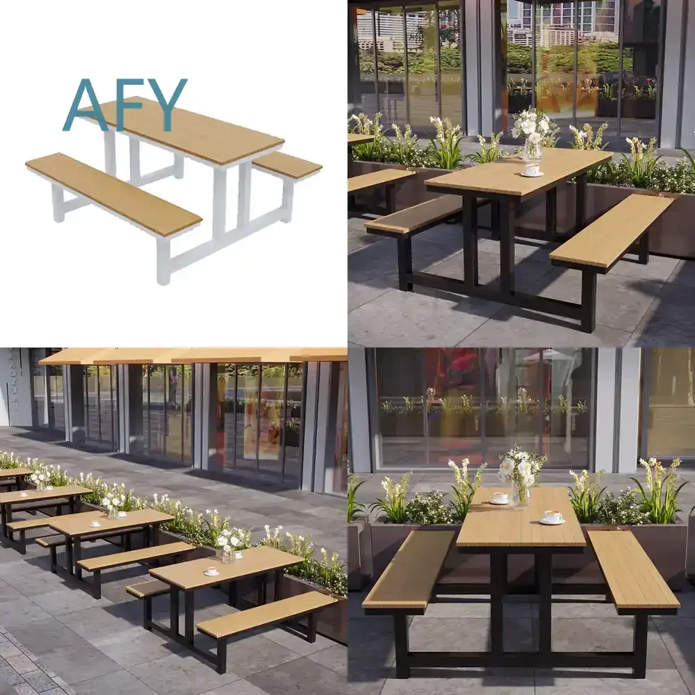 Outdoor One-Piece Table and Chair Combination Set for Park Commercial Street Amusement Park Courtyard Seat Scenic Spot Bench