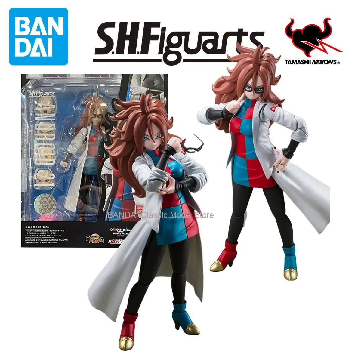 

Bandai Genuine Artificial man 21 (white coat) SHF Dragon Ball Anime figure Movable toy Action Figures Doll for Collectors