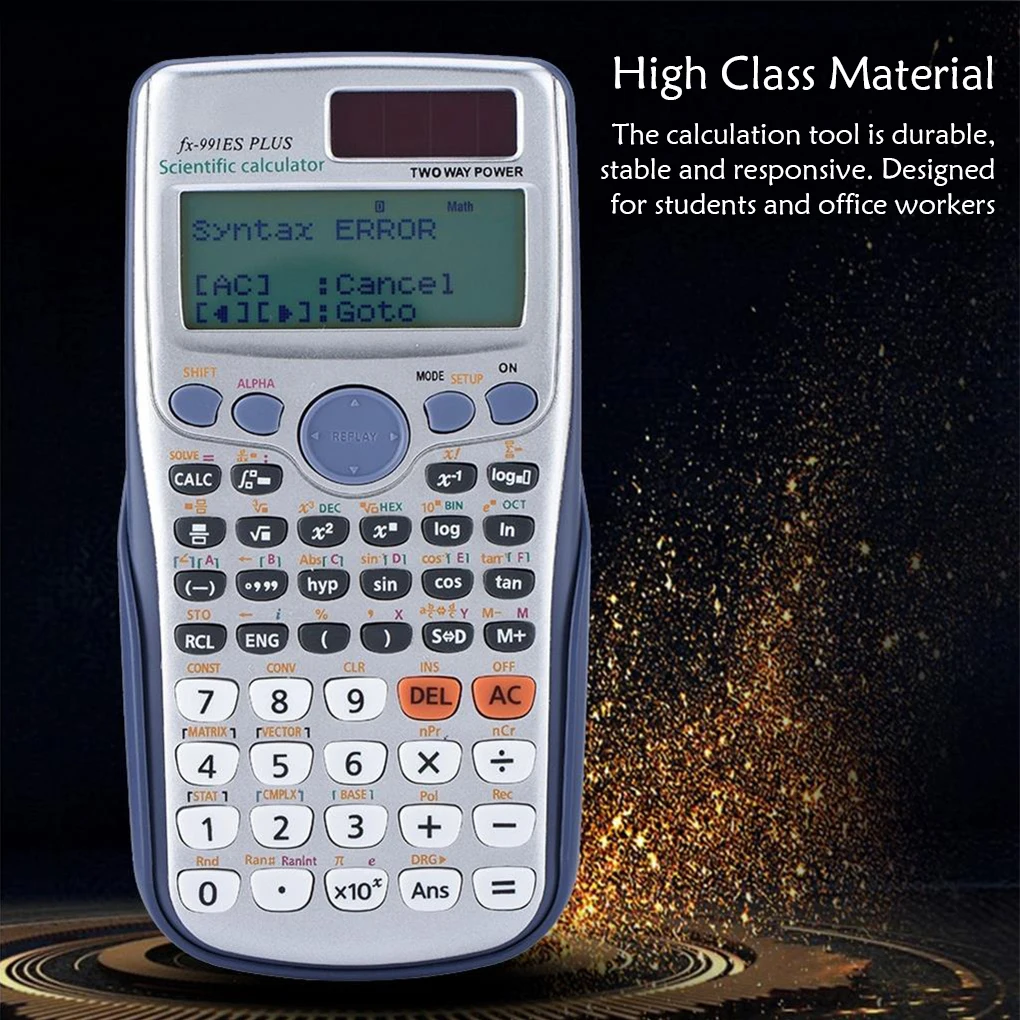 FX-991ES-PLUS Calculator with 417 Functions Calculation Tool Students Computer School Office Coin Battery Power