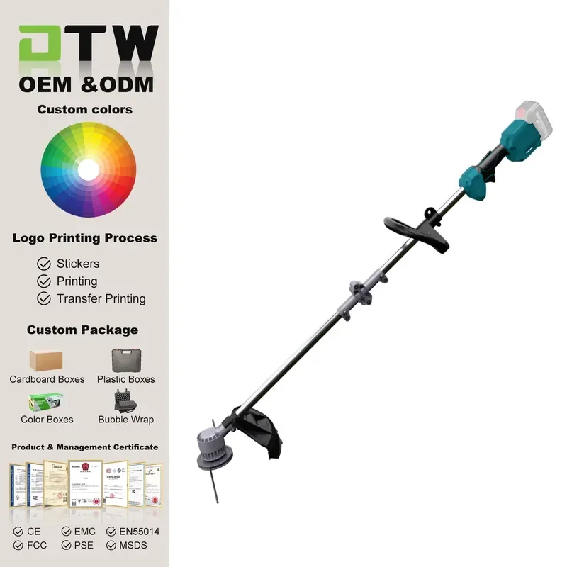 DTWA3-0015 Cordless DIY Lawn Mower Brush Cutter Stainless Steel Blade Rechargeable Lithium Battery 800W Power