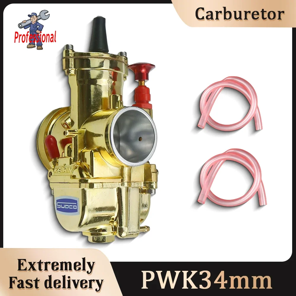 

For KEIHIN PWK 34MM 2T 4T Motocycle ATV Quad Go Kart Dirt Bike Gold High Speed Adjustable Electroplating Carb