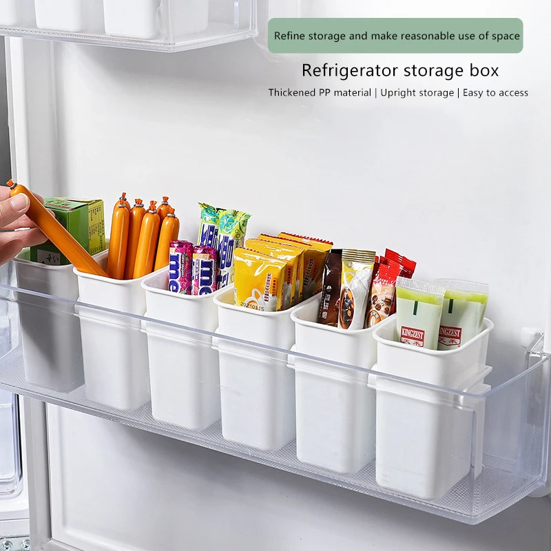 Refrigerator Organizer Box Food Fresh Fridge Door Storage Bins Fruit Spice Food Container Kitchen Organizer Box Utensil Holder