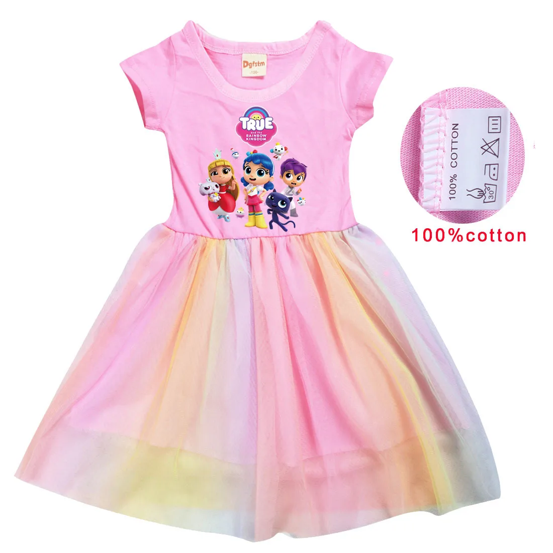 

Anime True and The Rainbow Kingdome Costume Kids Summer Princess Dresses Girls Short Sleeve Dress Children Birthday Party Gifts