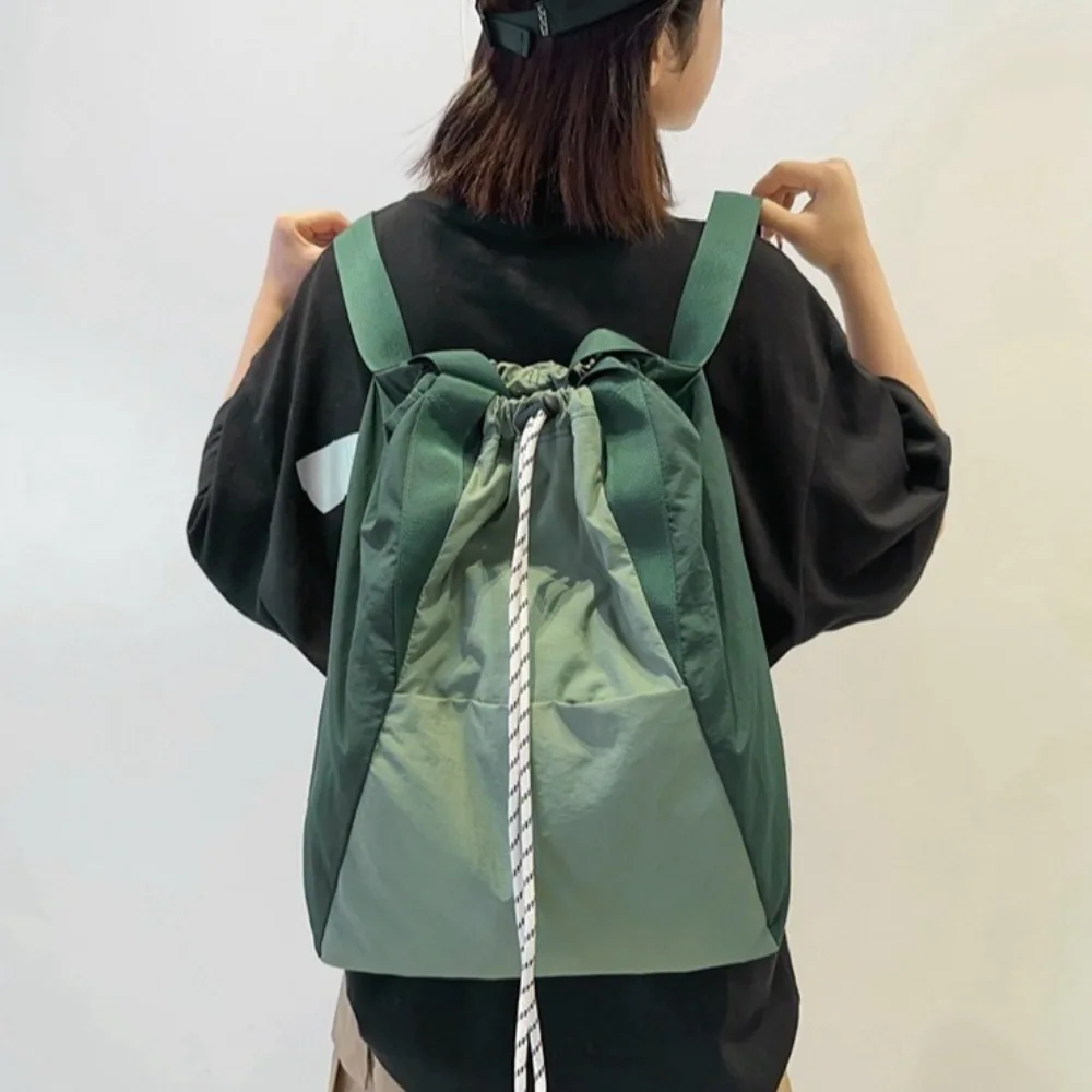 

Large Capacity Nylon Backpack Multi-Functional with Handle Drawstring Shoulder Bag Double Shoulder Waterproof Sports Knapsack