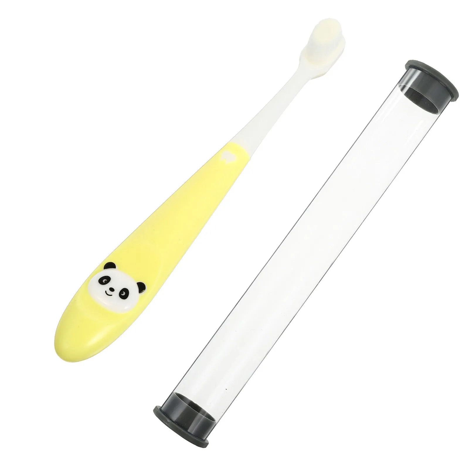 

1Pcs Panda Toothbrush Lovely Kids Manual Toothbrush Non Slip Handle Supple Bristles Oral Cleaning Tool with Storage Bucket