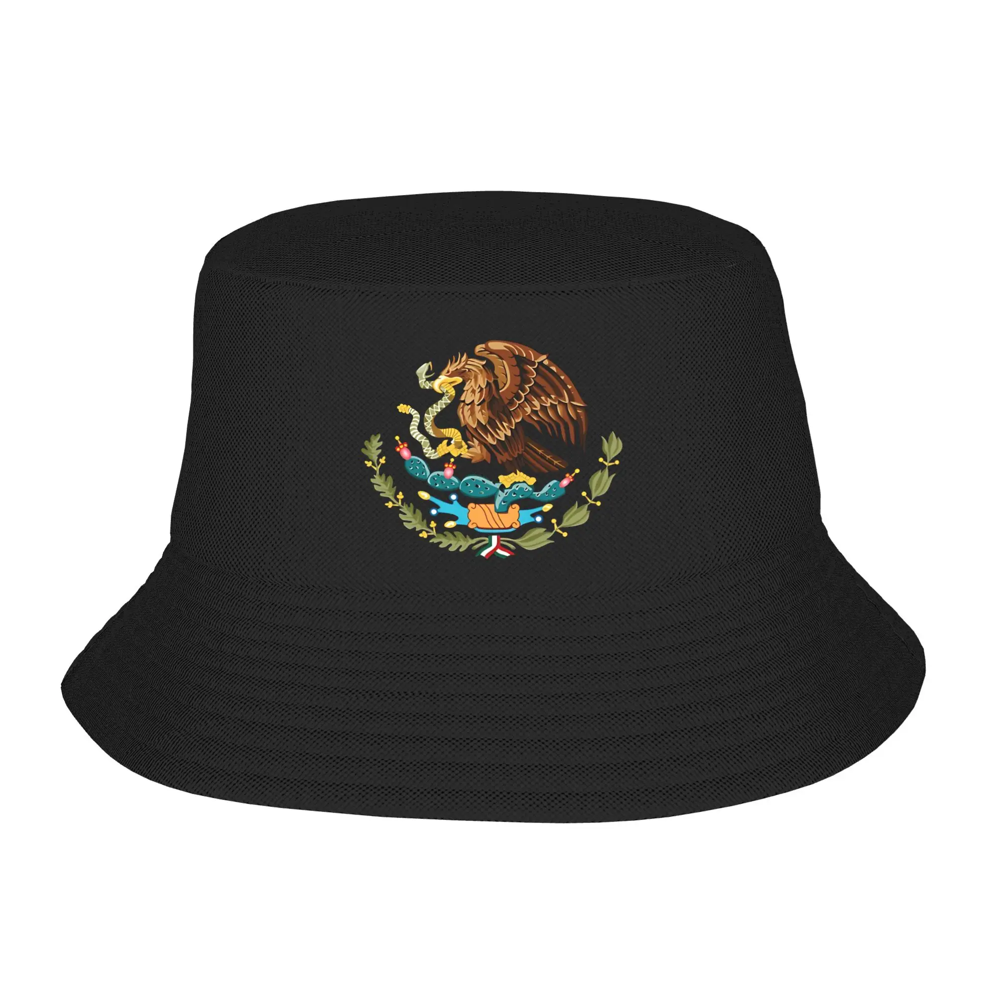Mexiko-Wappen Bucket Hat Hawaii Fisherman Caps Persönliche Strand- und Reise-Sonnenschutzhüte für Männer und Frauen Koreanische Musterkappe