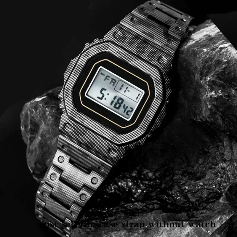 5600 Titanium Case Engraved Bezel Strap for Casio  Series 5600  Camouflage Sports Accessories for Dw 5600 5000 5035 Mod Kit